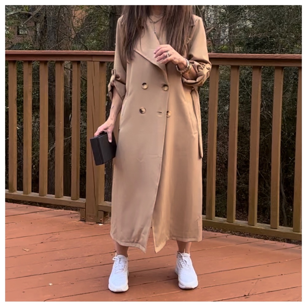 74 Made in France Fabulous Spring Belted Trench Coat jacket - Picture 3 of 7